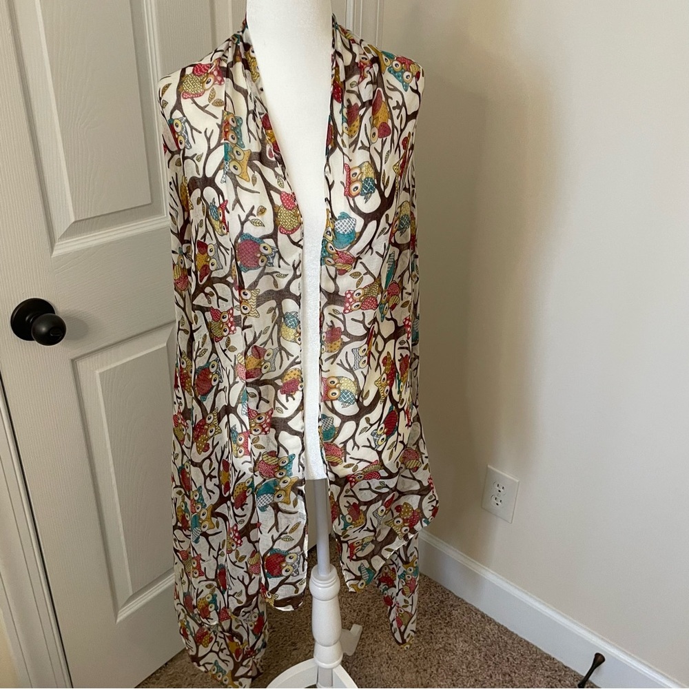29 Palms Lightweight Owl Scarf Shawl 72”x76”